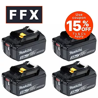 Makita BL1830B/4 18V 3Ah LXT Li-Ion Batteries 4pk • £155.41