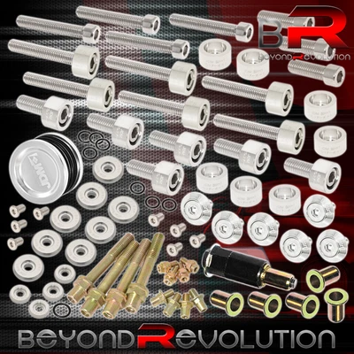 $129.99 • Buy For Honda B16 B18 Cup/Header/Cam Cap/M8 Hex Fender/Valve Washers Kit Silver