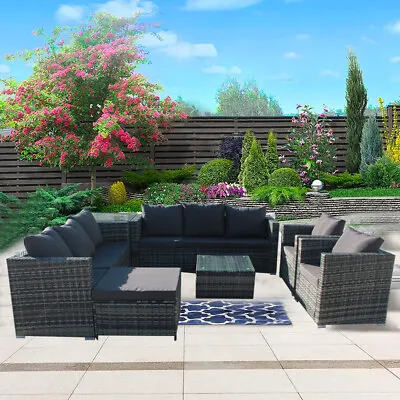 Sfs098 Rattan Garden Furniture 9 Seater Sofa Coffee Table Outdoor Patio Set • £495.99