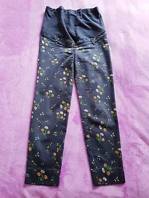 H&M Mama Maternity Size 8/EUR 36 Over Bump Floral Chinos Trousers - L265  • £9.50