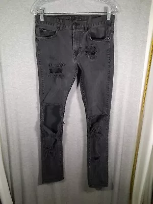 Bullhead Stacked Skinny Jeans Mens Black Destroyed Distressed Grunge • $16.85