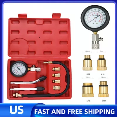 Cylinder Compression Tester Gas Petrol Engine Gauge Tool Kit For Car Motorcycle • $17.99