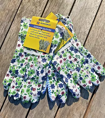 Gardening Gloves Ladies Women Lightweight Rubber Grip Heavy Duty Cotton 2 Pairs • £5.99