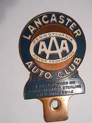 Vintage Lancaster PA AAA Auto Club License Plate Topper $50 Reward • $49.99