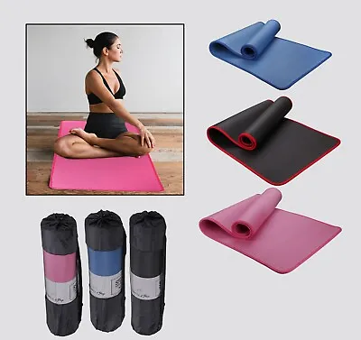 Yoga Mat 10mm Extra Thick Exercise Mat Gym Workout Fitness Pilates Non Slip NBR • £15.39
