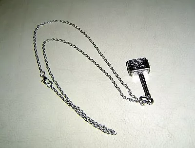 Mjolnir Hammer Pendant On Chain : Whosoever Holds This Hammer...Power Of Thor ~ • £3.32