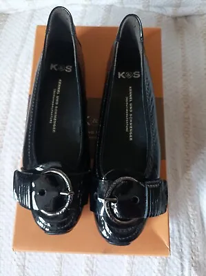 K & S Kennel Und Schmenger Black Patent Leather Flat Shoes Size 3.5 Brand... • £22.99