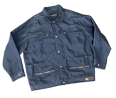 Pelle Pelle Denim Jean Jacket Dark Blue Metallic 2XL Marc Buchanan Vintage • $43.90