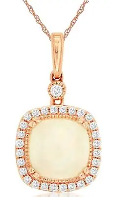 1.58ct Diamond & Aaa Opal 14kt Rose Gold Cushion Halo Filigree Floating Pendant • $1561.82