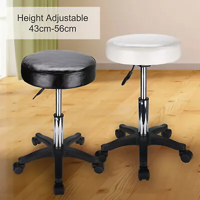 Salon Stool Chair Spa Massage Manicure Beauty PU Leather Hydraulic Swivel White • £29.49