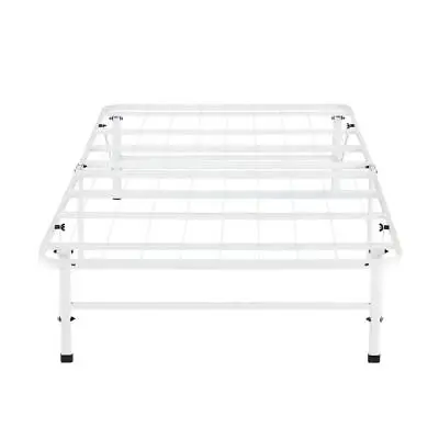 HOMESTOCK Platform Bed Foldable HeavyDuty Metal Frame Non-Upholstered Twin White • $55.51