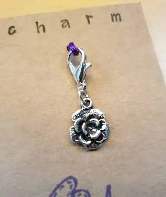 £2.25 • Buy Clip On Charm Rose For Bracelet Keyring Bag Zip Purse