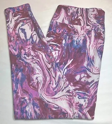 TC Lularoe Tall & Curvy Leggings Tie Die Acid Wash Marble Swirl Pink Blue Planet • £14.45