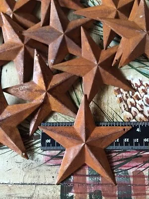 12 Rusty Barn Stars Star 3.5 In 3 1/2  Dimensional 2D W/ Hole Craft Supply • $14.95