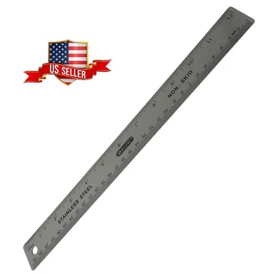 Metal Ruler Stainless Steel Straight Edge 12  Inch Drawing Cutting Non Skid Back • $5.75