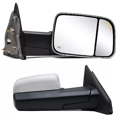 Pair Tow Mirrors Power Heated For 2003 2004 2005 2006 Dodge Ram 2500 3500 Chrome • $136.26