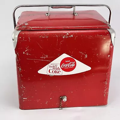 Original Mid Century Coca Cola Cooler Beverage Box Red Ice Cooler 50s • £408.34