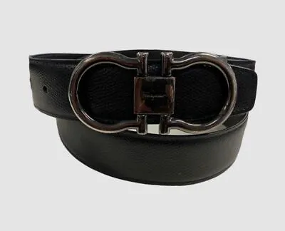 $550 Salvatore Ferragamo Men's Black Brown Reversible Leather Belt Size 36 • $176.38
