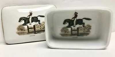 Vintage French Trinket Box Porcelaine De Paris Leaping Horse Motif - Beautiful • $21