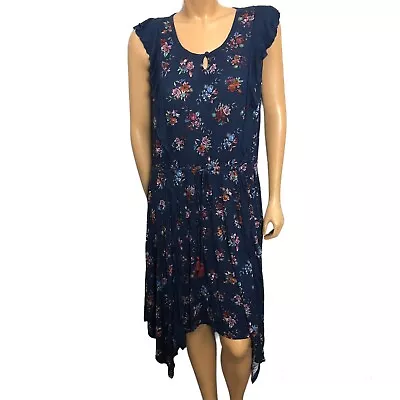 Matilda Jane Woodland Sprite Navy Floral Handkerchief Dress Size L  • $30