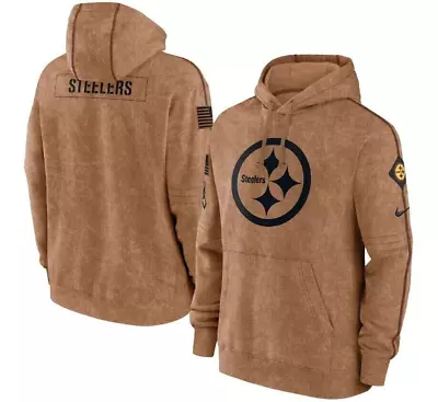 Men's Pittsburgh Steelers Brown 2023 Salute To Service Club Pullover Hoodie • $62.99