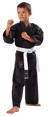 VADER Kids Karate Suit Black Childrens Karate Gi Uniform With Free White Belt • £22.99