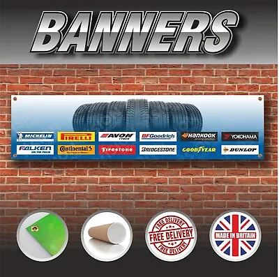 Tyre Brands Top 12 Logos Michelin Banner Garage Workshop Showroom Sign 510 Gsm • £16.99