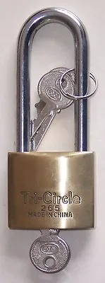 £13.99 • Buy 2  Off  Tri -  Circle  50 Mm Brass Long  Shackle Padlocks With 3 Keys  New 