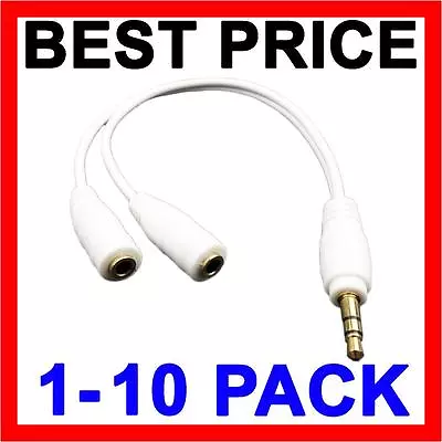 Headphone Splitter AUX Cable Earphone 2 Male Adapter 3.5mm Stereo Y Female Jack • $5.99