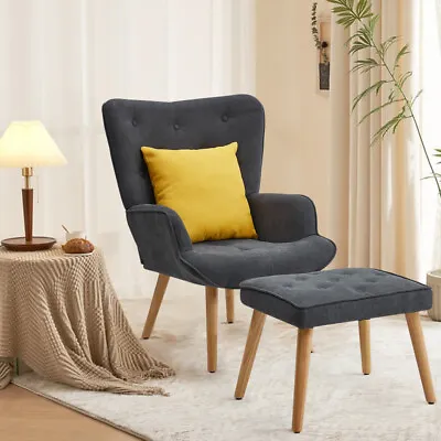 Accent Modern Lounge Chair Leisure Reading Chair Lazy Chair With Ottoman Pillow • £149.95