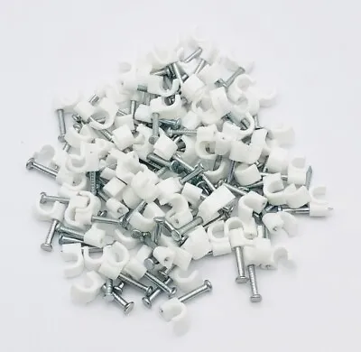 6mm White Round Cable Clips Heavy Duty Fixing Nails 6mm White Round Wire Clip • £1.49