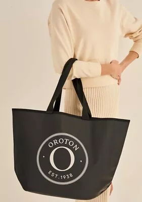 $99 • Buy Oroton Kaia Canvas Large Tote Shopper Bag - Black 💝