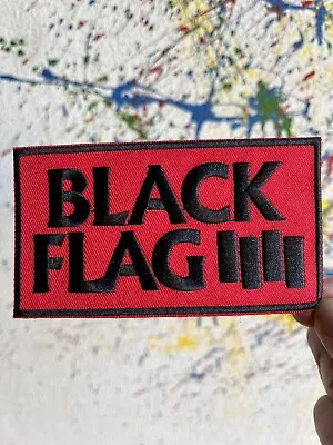Black Flag Iron On Patch Black Embroidery On Red • $5.99
