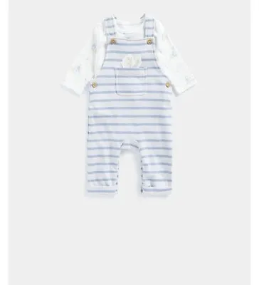 Mothercare My First Blue Dungarees And Bodysuit Set 1-3 Months  • $10.09
