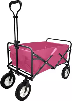 ( USED )Heavy Duty Wagon Cart Swivel Collapsible Outdoor Utility Garden Beach • $35.99