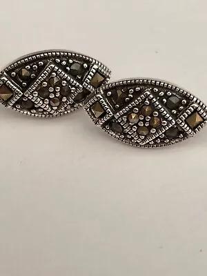 Stud Earrings Sterling Silver Marcasite 1.6 Cm Across • £12.90