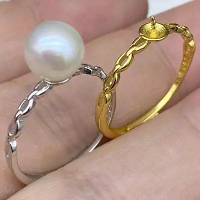S925 Vintage Pearl Ring For Wedding Adjustable Semi-mount Pearl Ring Setting • $18.15