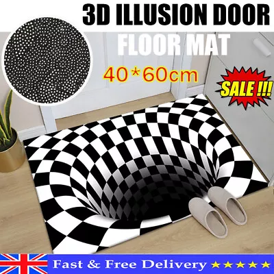 3D Illusion Door Floor Mat Anti Slip Printed Rug Home Living Room Bedroom Carpet • £9.49