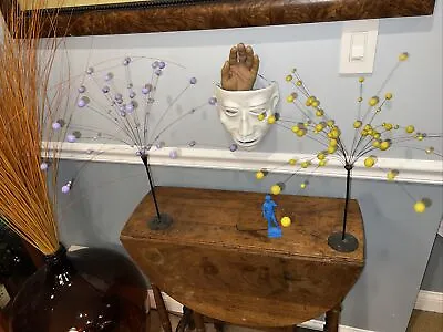 2 LAURIDS LONBORG Style Kinetic Wire Sculpture Mobile MID CENTURY Yellow & Pink • $350