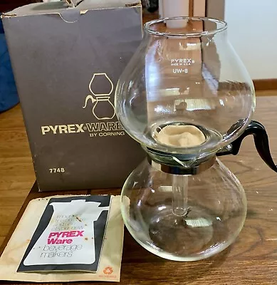 Vintage Pyrex UW-8 Glass Vacuum Drip Coffee Maker - Made In USA - Original Box • $29.99