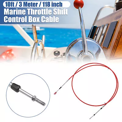 1 Pcs 10ft 118 Inch Marine Throttle Shift Control Box Cable With Clevis Red • $21.40