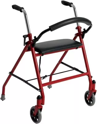 Drive Medical 1239RD Foldable Rollator Walker With Seat & 5 Wheels - Red • $79.99