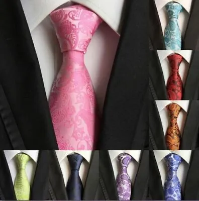 Tie Silk 100% New Necktie Wedding Floral Paisley JACQUARD WOVEN Fashion Men's UK • £5.49