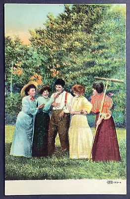 1 Man 4 Women Vintage Comic Postcard Unposted • $1.95