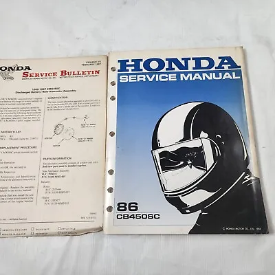 Honda Service Shop Repair Manual Book 1986 CB450SC CB450 CB 450 SC Night 61MC900 • $40