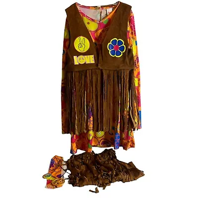 $22.50 • Buy Morph Costumes Kids Hippie Dress 60s 70s Costume For Girls Halloween Costume XL
