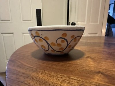£47.92 • Buy Azores Portugal Lagoa Hand Painted White Yellow Blue Bowl Pottery