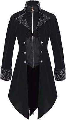 NEW L BLACK Men's Gothic Steampunk Vintage Jacket Victorian Frock Coat Uniform • $34.99