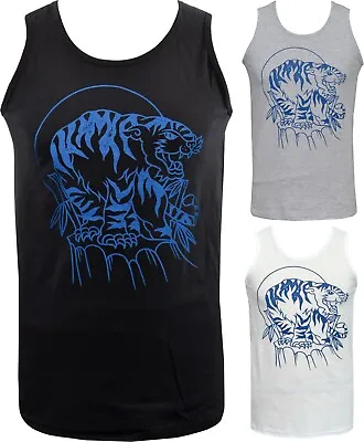 Mens TIGER Tank Top Traditional SAILOR Tattoo Rockabilly Vintage Old School  • $20.84