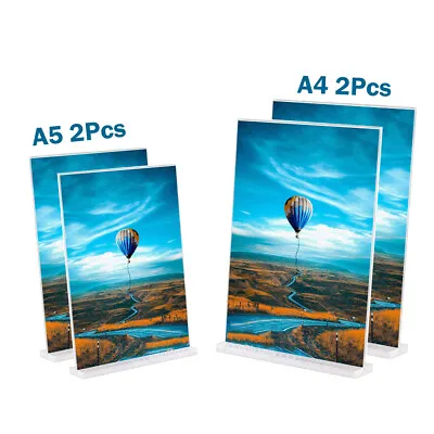 2 Pcs Acrylic A5 / A4 Menu Holder Vertical Poster Leaflet Sign Display Stand • £10.46
